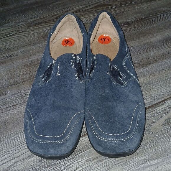 Naturalizer French  navy blue leather slip on loafers  Sz 9.5 - Picture 3 of 8